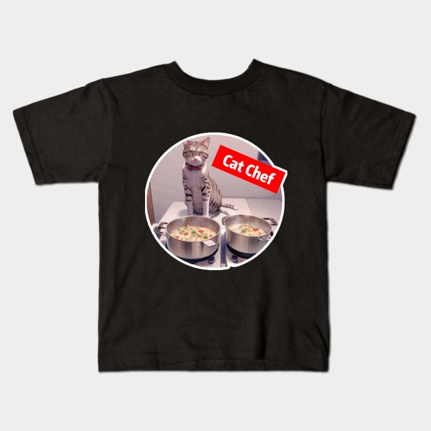 cat chef Kids T-Shirt by LycheeDesign